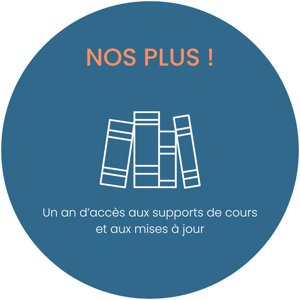 Accès aux supports de cours mis à jour pendant 1 an